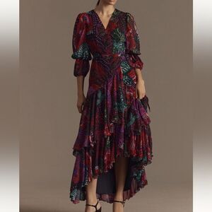 Hutch x Anthropologie Carlotta High-Low Floral Print Wrap Maxi Dress